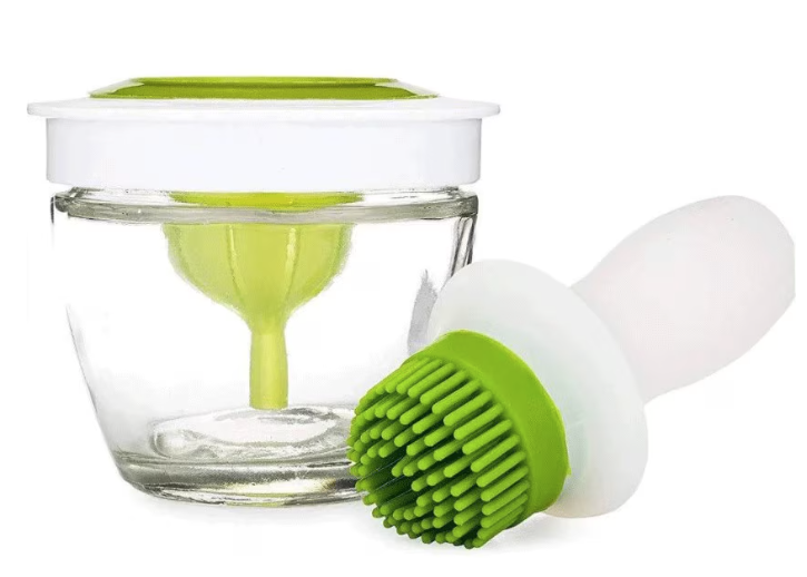 Pensula din silicon pentru ulei recipient inclus alb/verde